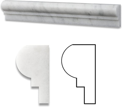 White Marble Chair Rail Trim (OG-1) 2x12, Polished