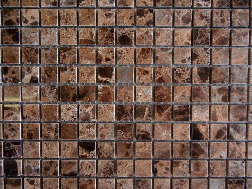 Emperador Dark mosaic polished 5/8x5/8 - Tilefornia