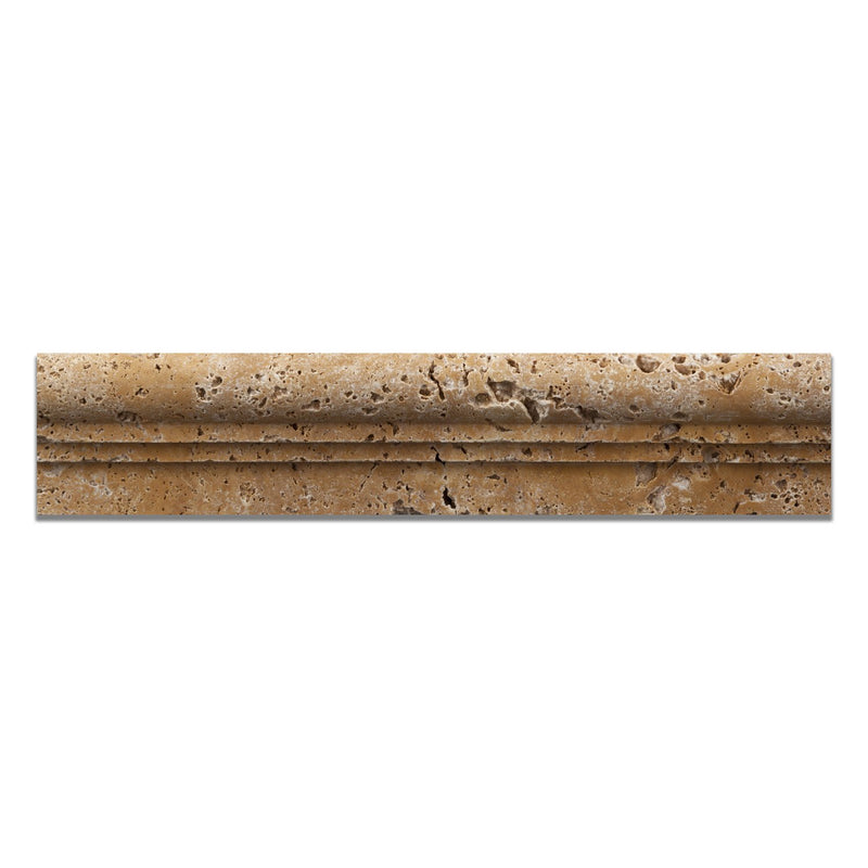 Gold / Yellow Travertine Honed 2 1/2 X 12 Chair Rail Ogee-2 Molding - Standard Quality - BOX of 10 PCS - Tilefornia