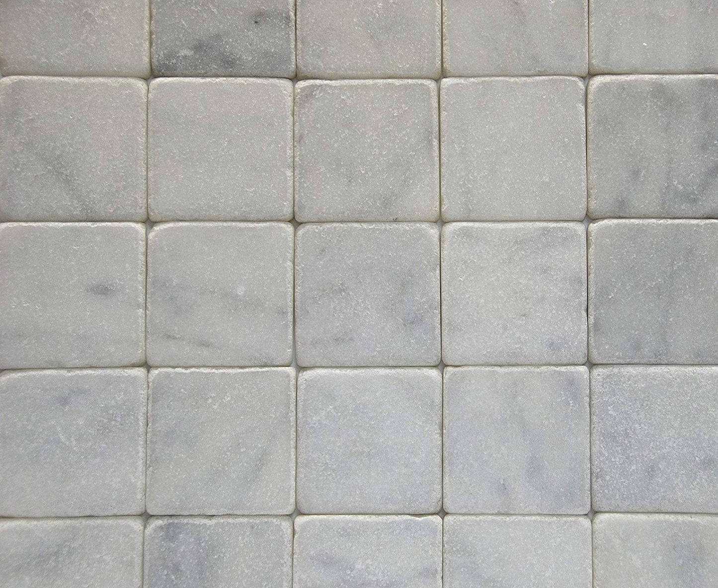Carrara Marble Italian White Bianco Carrera 4x4 Marble Tile Tumbled - Tilefornia