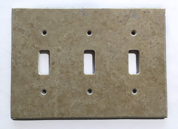 Light Walnut Travertine Switch Plate Cover (3 TOGGLE) - Tilefornia