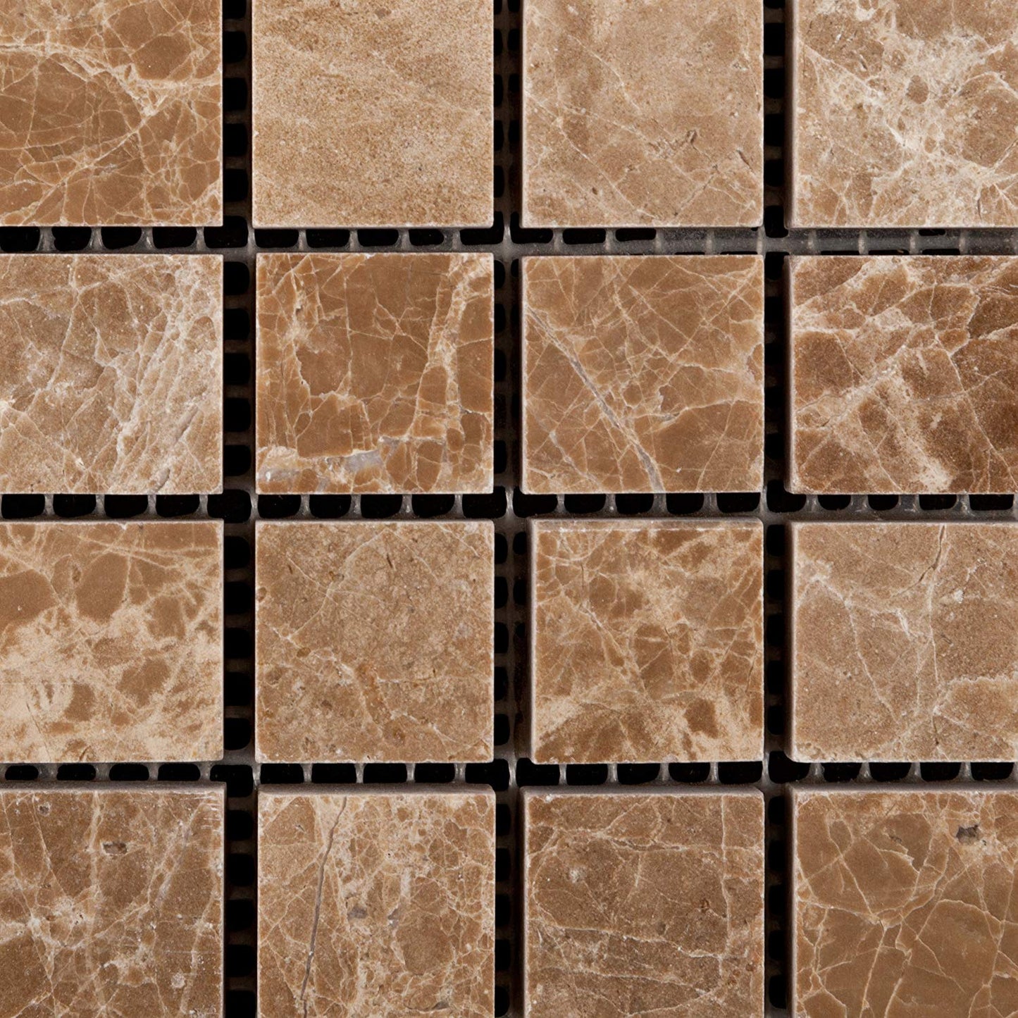 Emperador Light (Cedar) Marble 1 X 1 Polished Mosaic Tile - 6" X 6" Sample - Tilefornia