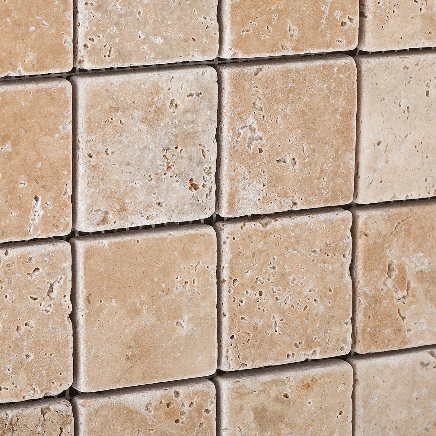 Walnut Travertine 2 X 2 Tumbled Mosaic Tile - Box of 5 Sheets - Tilefornia