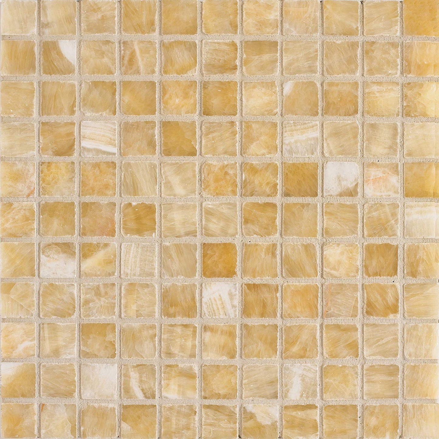 Arizona Tile ST-207 Sterling 12 by 12-Inch Mosaic made from 1 by 1-Inch Stone Tiles, Yellow Onyx, 4-Pack - Tilefornia