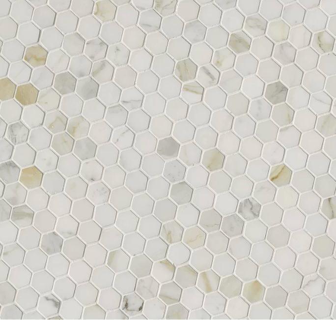 Tilefornia Calacatta Gold 1" Hexagon Mosaic Tile Polished/Honed - Tilefornia
