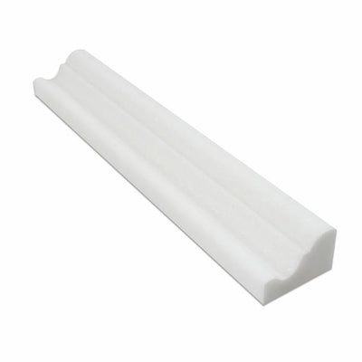 White Thassos Marble Mercer Crown Molding Trim 2x12, Polished