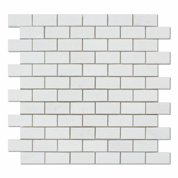 Tilefornia Thassos White 1"X2" Brick Marble Mosaic Polished & Honed - Tilefornia