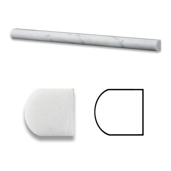 Tilefornia Italian Carrara White Marble 3/4" X 12" Bullnose Liner Polished/Honed - Tilefornia