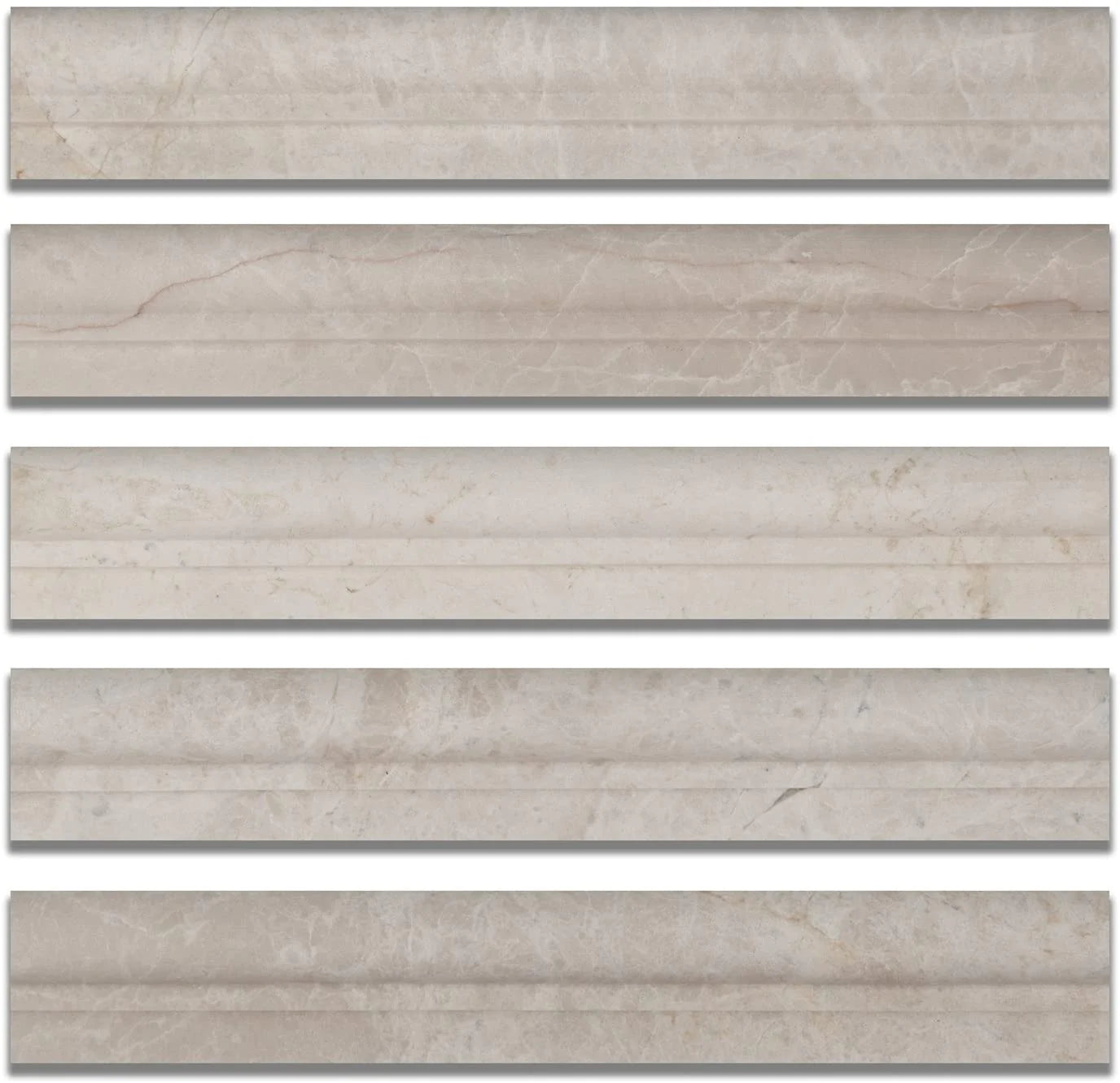 Botticino Marble Honed 2 X 12 Chair Rail Ogee-1 Molding - Standard Quality - 1 FULL Piece - Tilefornia