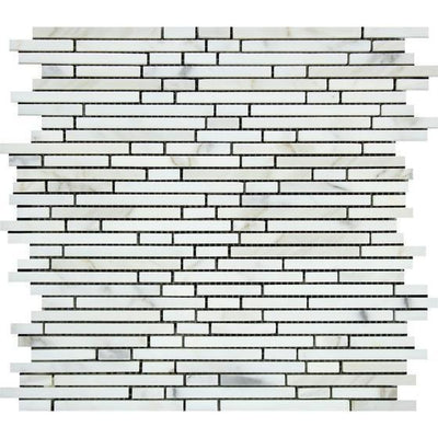 White Calacatta Gold Marble Mosaic Tile 5/16x1, Polished