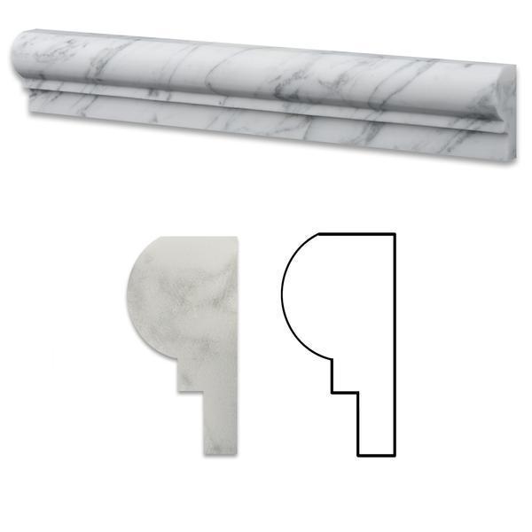 Tilefornia Italian Carrara White Marble 2" X 12" OG-1 (Single-step Chair Rail Trim) Molding Polished/Honed - Tilefornia