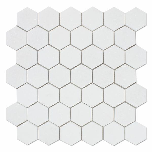 Tilefornia Thassos White 2" Hexagon Mosaic Tile - Tilefornia