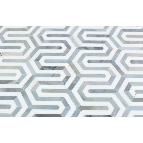 Tilefornia Berlinetta Thassos White & Blue/Gray Marble Tile - Tilefornia