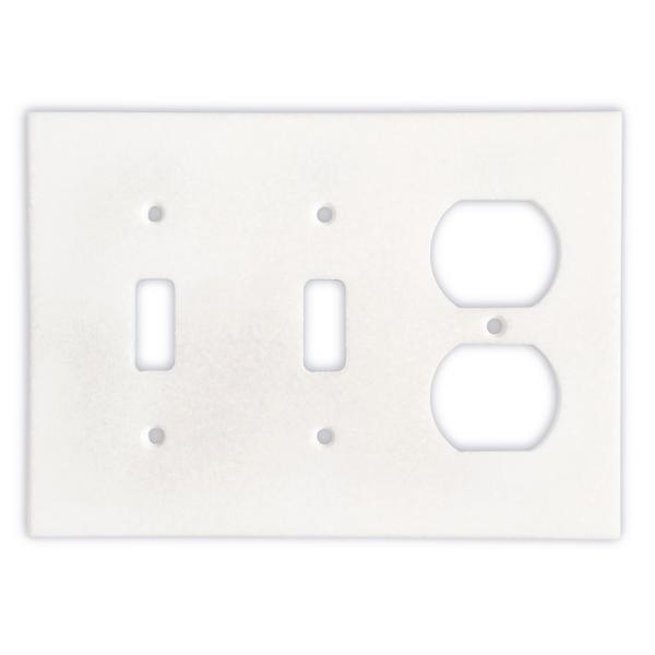 Tilefornia Thassos White Marble Double Toggle Duplex Switch Plate - Tilefornia