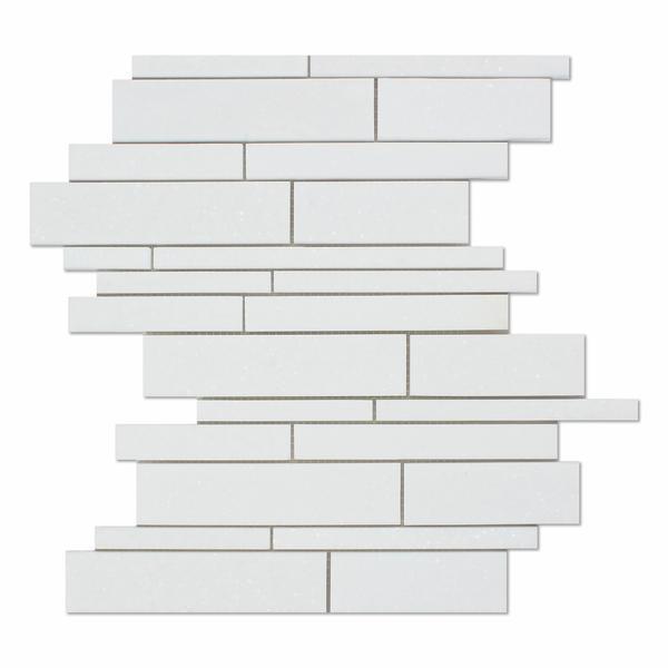 Tilefornia Thassos White Random Strip Marble Mosaic Tile - Tilefornia