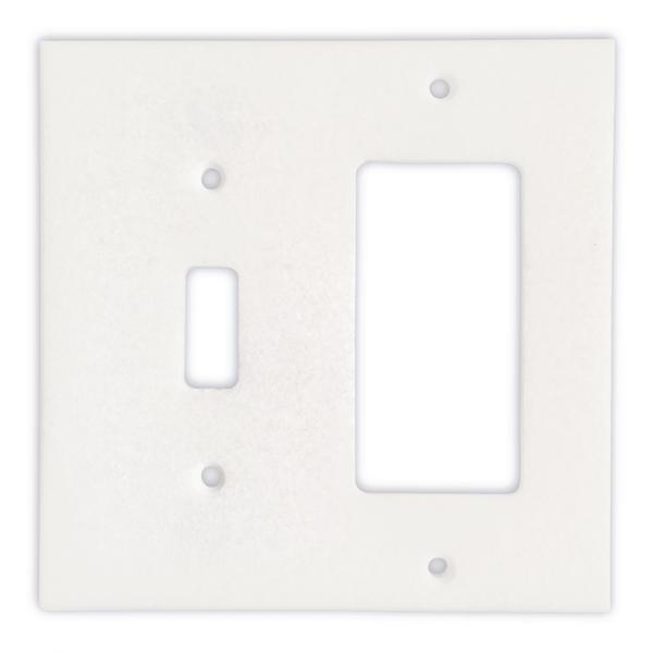 Tilefornia Thassos White Marble Toggle Rocker Switch Plate - Tilefornia