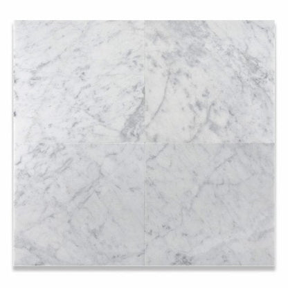 White Carrara Marble Tile 12x12, Honed