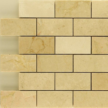Crema Marfil Marble Mosaic Tile 2x4, Polished