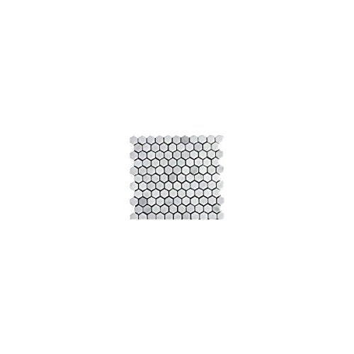 White Carrara Marble Hexagon Mosaic Tile 1 in, Honed