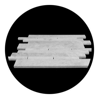 White Carrara Marble Random Strip Mosaic Tile, Polished