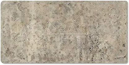 Silver/Grey Travertine Tumbled 3"X6" Subway Tile - Tilefornia