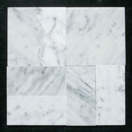 White Carrara Marble Mosaic Tile 1x1, Honed