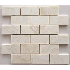 White Onyx Brick Mosaic Tile 2x4, Polished & Cross-Cut