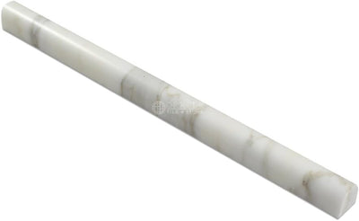 White Calacatta Gold Marble Pencil Tile Trim 3/4x12, Honed