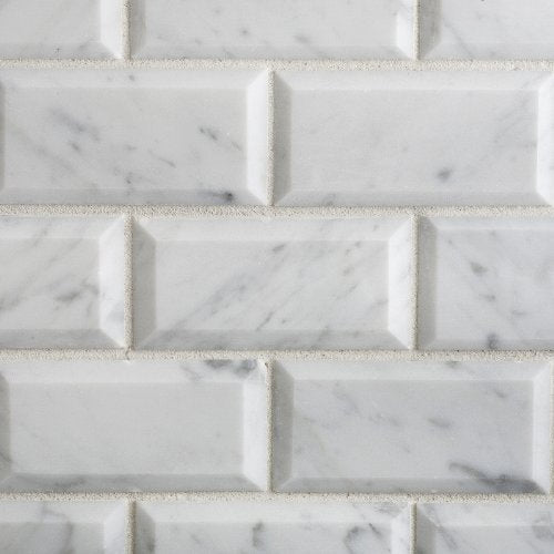 White Carrara Marble Brick Mosaic Tile 2x4, Honed