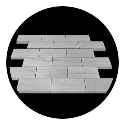 White Carrara Marble Brick Mosaic Tile 2x4, Honed
