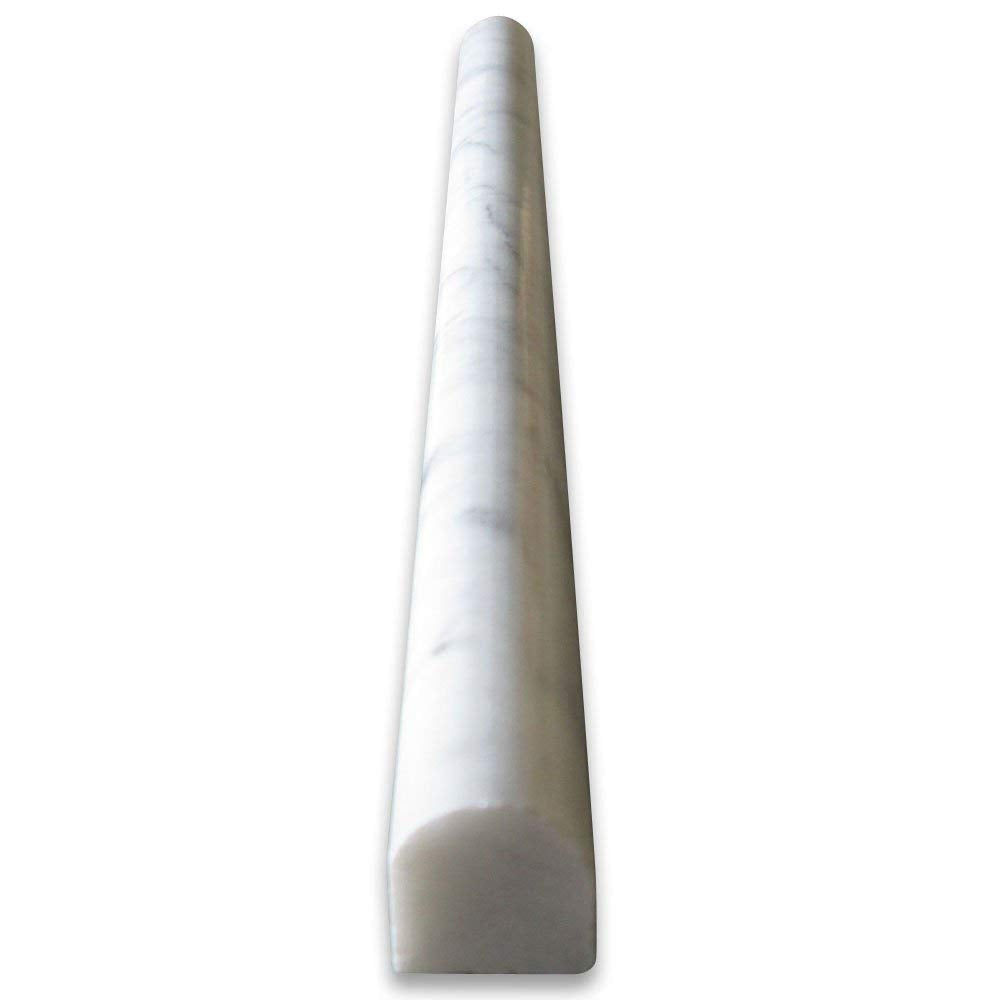 White Carrara Marble Pencil Tile Trim 3/4x12, Polished
