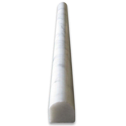 White Carrara Marble Pencil Tile Trim 3/4x12, Polished