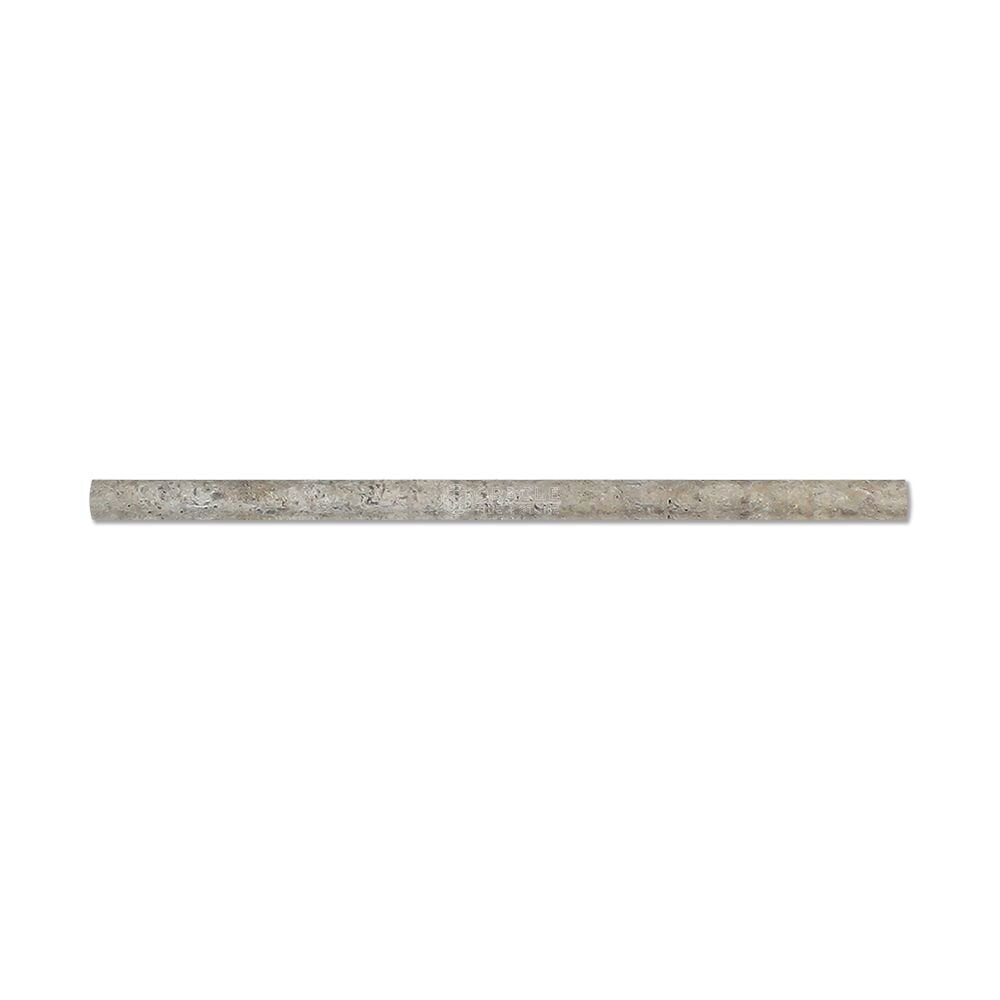 Silver travertine pencil tile trim 1/2x12 honed