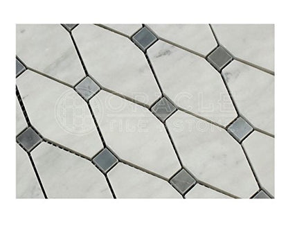 Mixed (White Carrara + Bardiglio) Marble Mosaic Tile, Polished