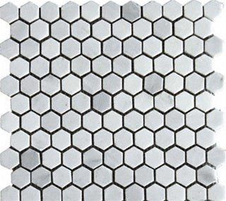 White Carrara Marble Hexagon Mosaic Tile, Polished