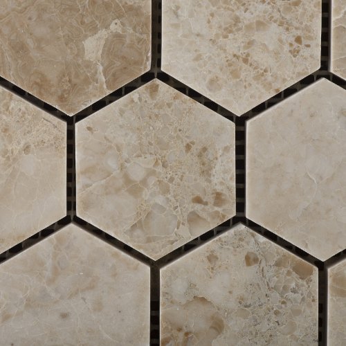 Cappuccino Marble Hexagon Mosaic Tile 2 in, Polished