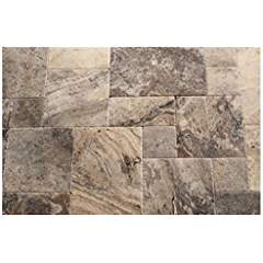 Silver Travertine Versailles / Ashlar Pattern Tiles, Unfilled / Brushed & Chiseled (Lot of 200 Sq. Ft. (25 Bundles)) - Tilefornia
