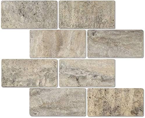 Silver/Grey Travertine Tumbled 3"X6" Subway Tile - Tilefornia