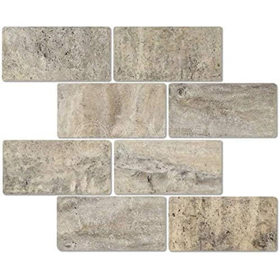 Silver Travertine Subway Tile 3x6, Tumbled
