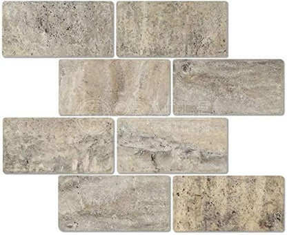 Silver/Grey Travertine Tumbled 3"X6" Subway Tile - Tilefornia