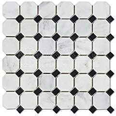 Oriental White Marble Octagon Mosaic Tile, Polished