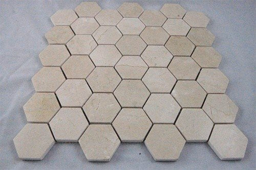 Crema Marfil Marble Hexagon Mosaic Tile, Polished