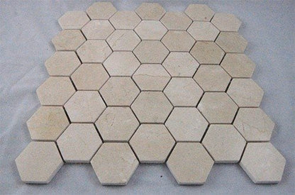 Crema Marfil Marble Hexagon Mosaic Tile, Polished
