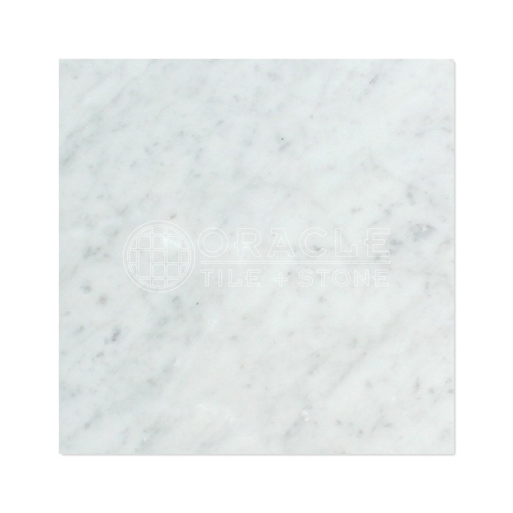 White Carrara Marble Tile 12x12, Honed