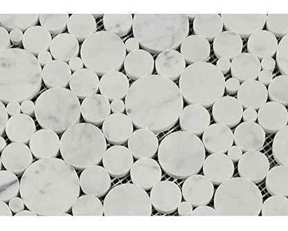 White Carrara Marble Mosaic Tile, Honed