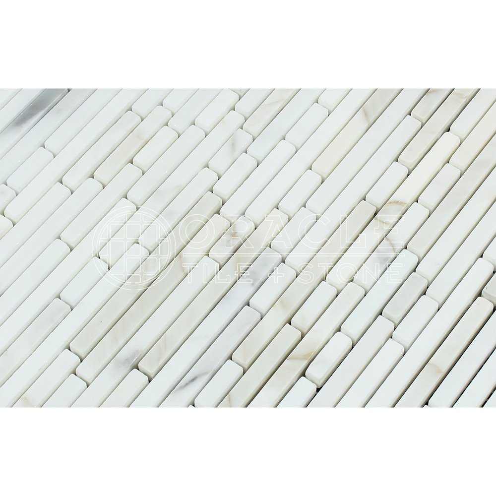 White Calacatta Gold Marble Mosaic Tile, Polished