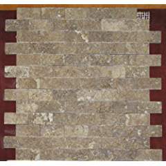 Brown Noce Travertine Mosaic Tile 1x2, Split Face