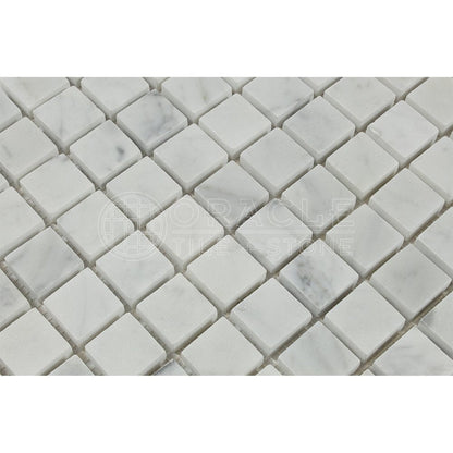 White Carrara Marble Mosaic Tile 1x1, Honed