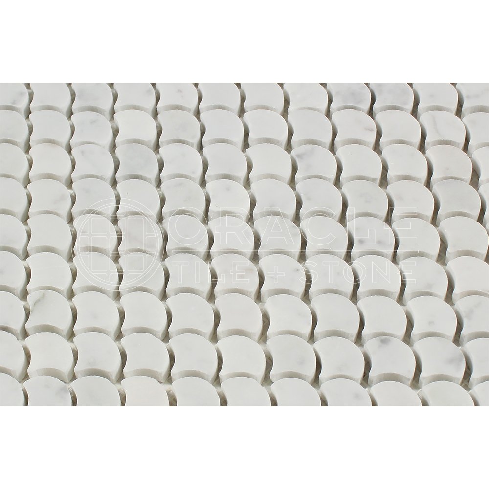 White Carrara Marble Mosaic Tile, Polished