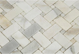 Calacatta Gold (Italian Calcutta) Marble Basketweave Mosaic Tile with Calacatta Gold Marble Dots - Tilefornia